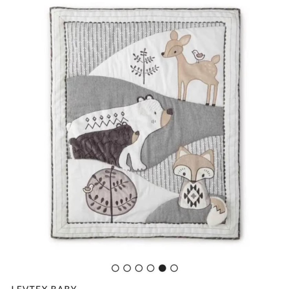 Levtex Baby Woodland Animals Quilt - Gray, White, Brown